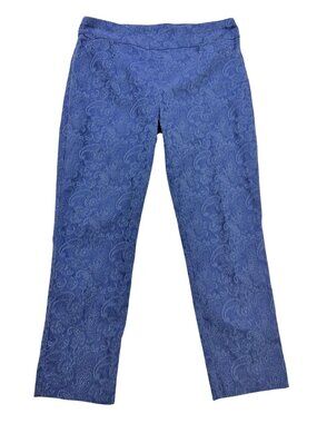 Chico's Womens Perfect Stretch Floral Paisley Ankle Trouser Pants Size 2 Blue
